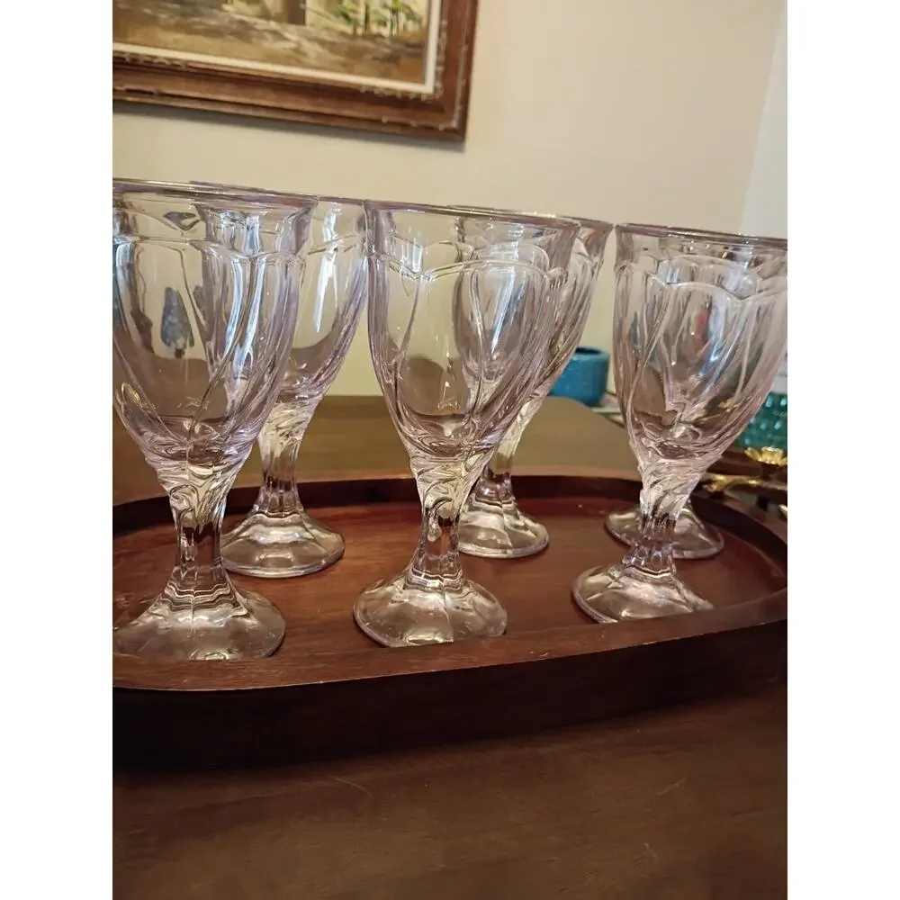Noritake Sweet Swirl Pink Wine Glasses Set Of 6